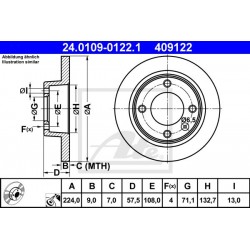 DISCHI FRENO POSTERIORI CITROEN XANTIA - ATE 409122 - ATE 2401090122 - PILENGA 5378 - METELLI 230319 - 95667811 - E169114