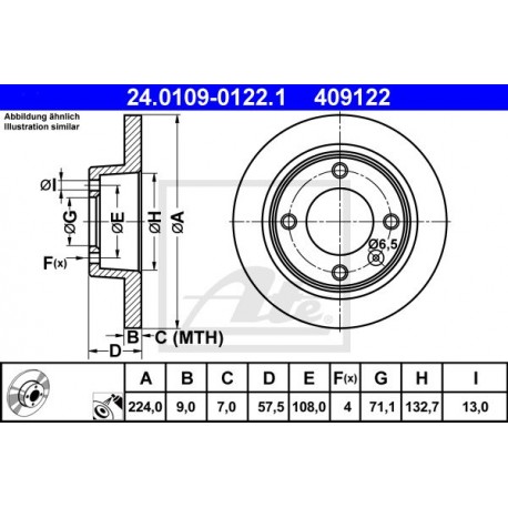 DISCHI FRENO POSTERIORI CITROEN XANTIA - ATE 409122 - ATE 2401090122 - PILENGA 5378 - METELLI 230319 - 95667811 - E169114