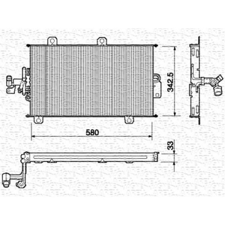 CONDENSATORE CLIMATIZZATORE ALFAROMEO FIAT LANCIA ORIGINALE MAGNETI MARELLI BC100 - 60806454 - 7618916