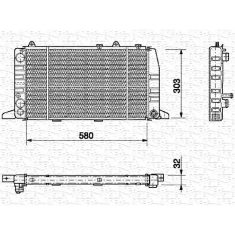 RADIATORE RAFFREDDAMENTO AUDI 80 ORIGINALE MARELLI BM400 - 811121253AB - 811121251D - 811121253AC