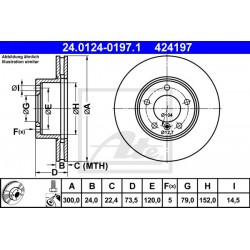 DISCO FRENO ANTERIORE BMW SERIE 1 E81 E82 E87 E88 BMW SERIE 3 E90 E91 E92 E93 - ATE 424197 - 34116764643